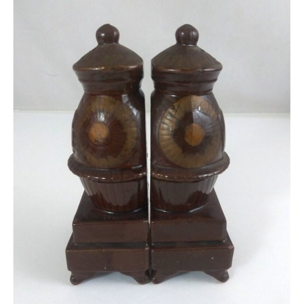 Vintage Relco Brown Pot Belly Stove 6.25" Salt & Pepper Shakers Japan